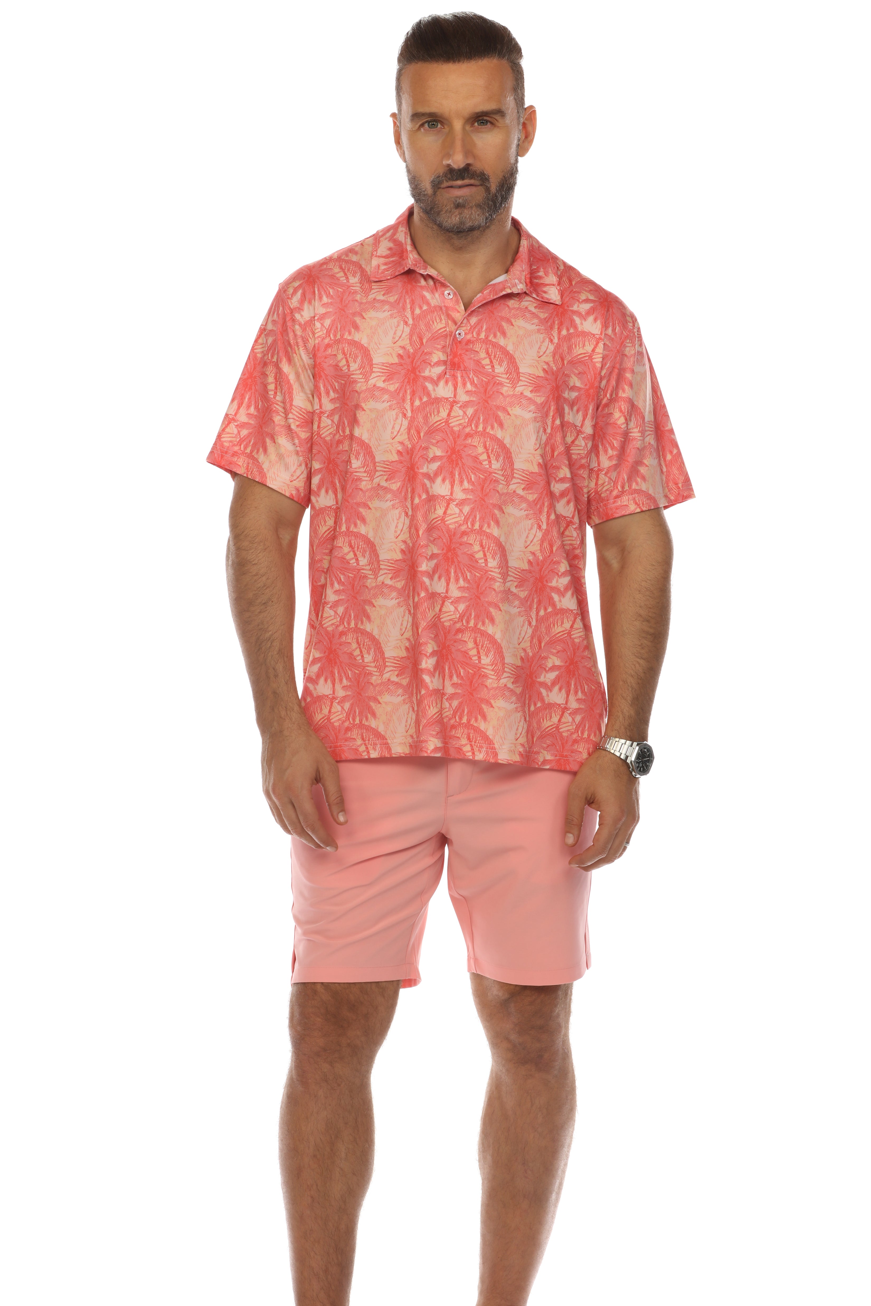 Mojito Casual Dry-Fit Polo Shirt Coral Print