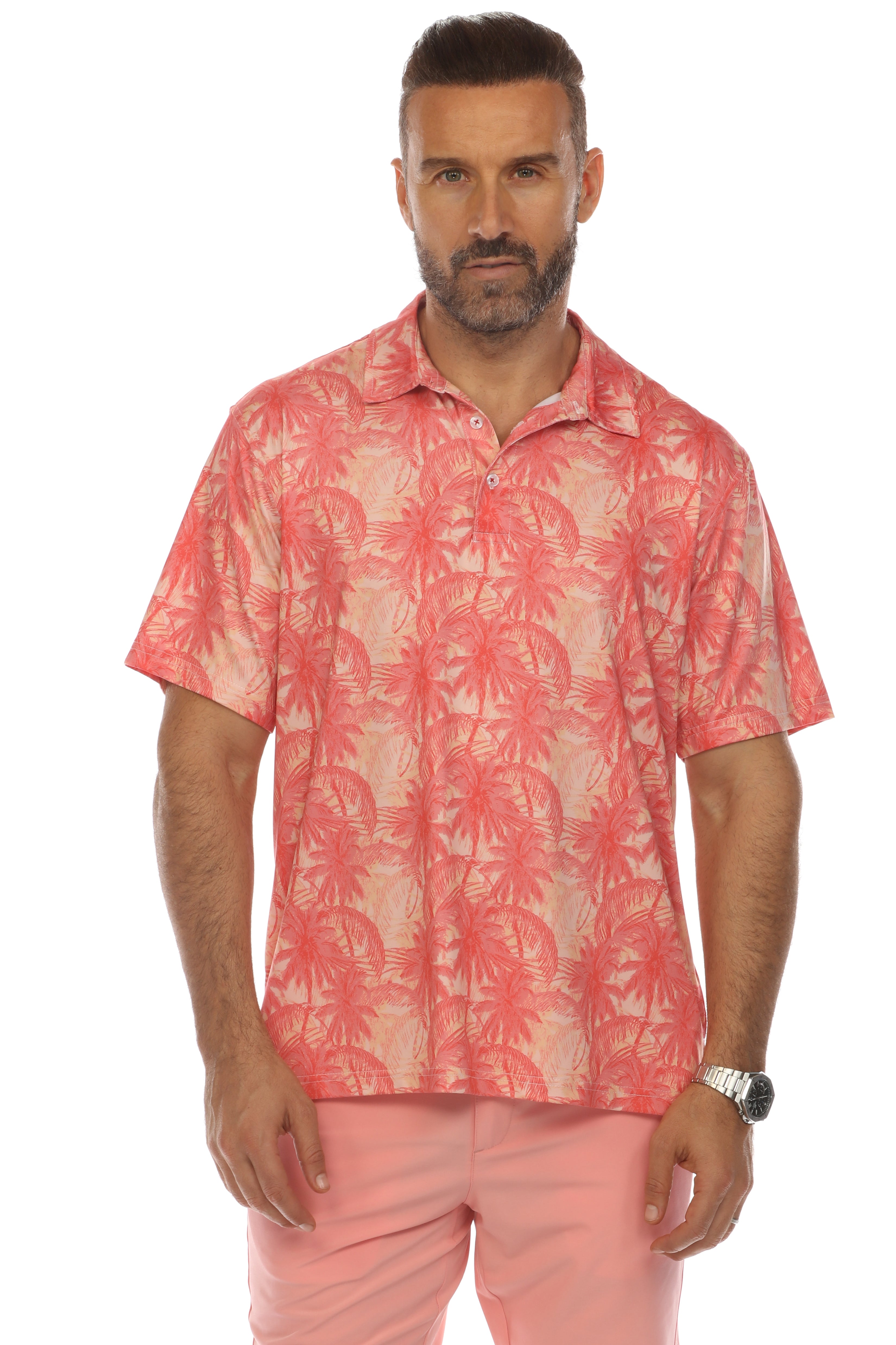 Polo casual Dry-Fit con estampado tropical