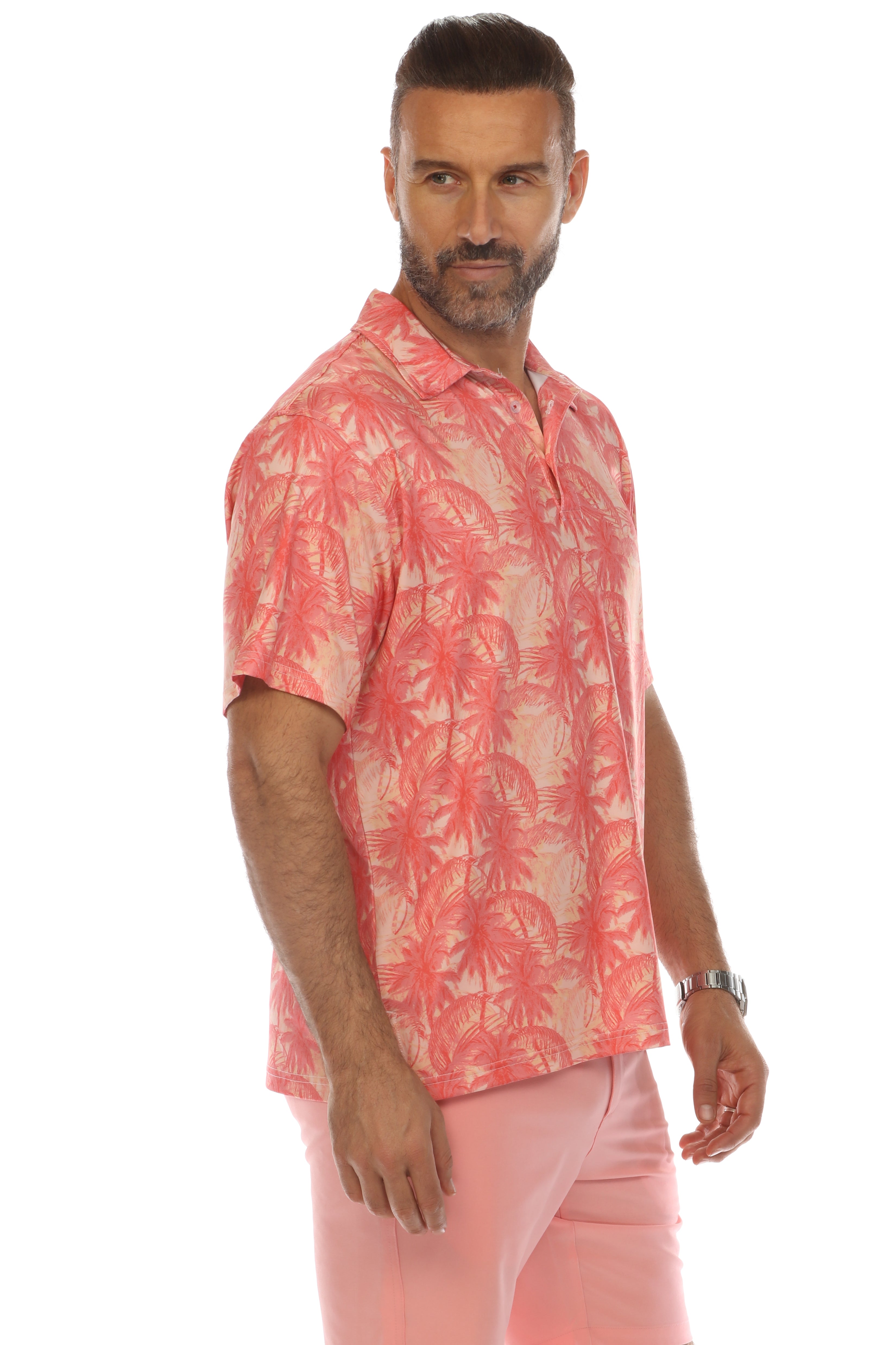 Mojito Casual Dry-Fit Polo Shirt Coral Print