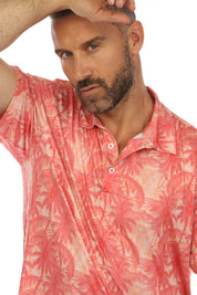 Mojito Casual Dry-Fit Polo Shirt Coral Print