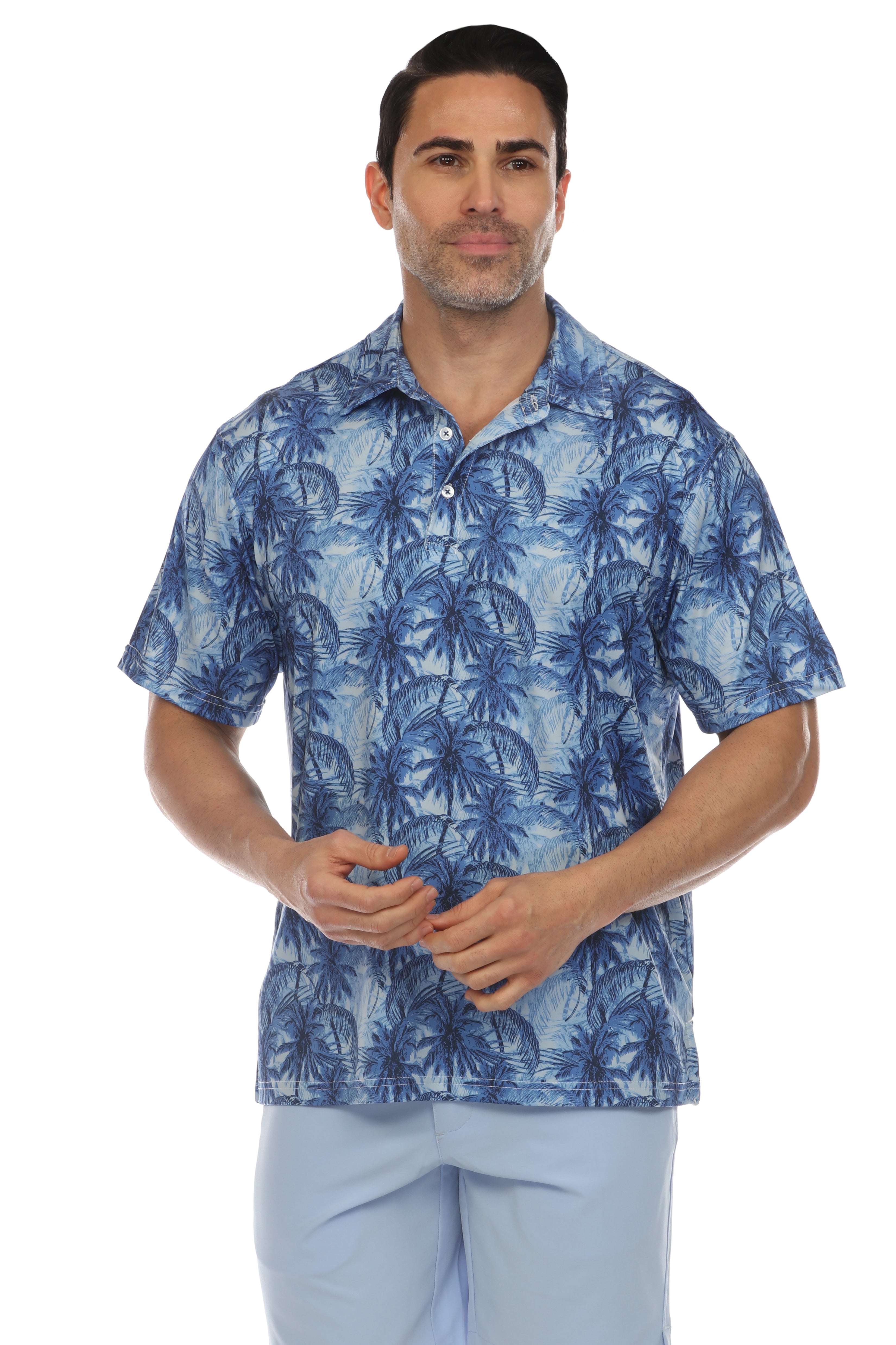 Polo casual Dry-Fit con estampado tropical
