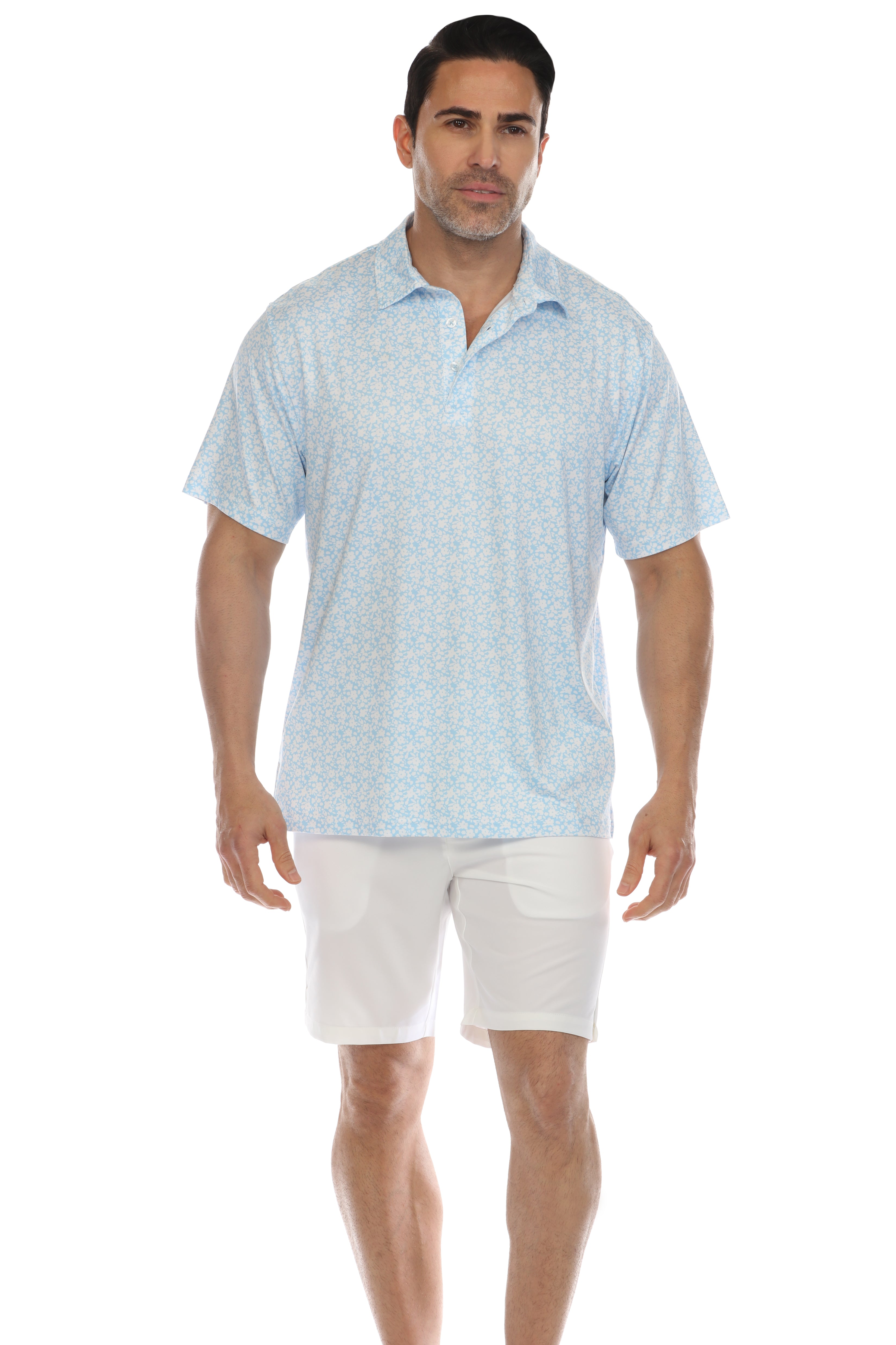 Polo informal Dry-Fit con estampado floral