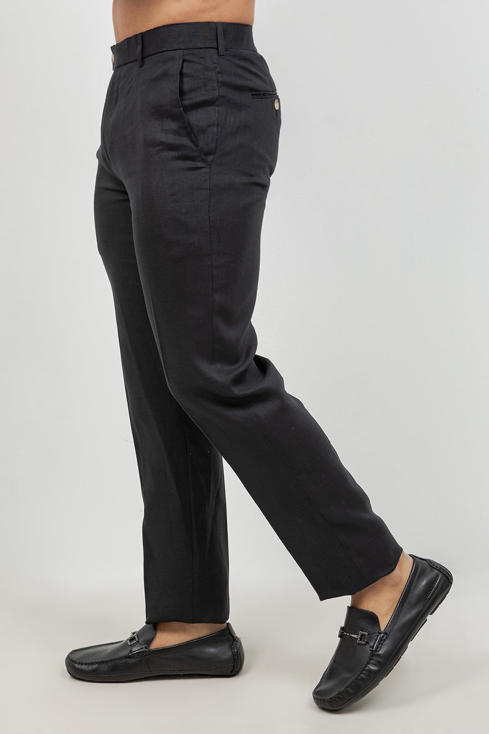 Pantalón de vestir de hombre de lino 100% liso y corte moderno