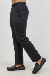 Pantalón de vestir de hombre de lino 100% liso y corte moderno