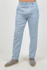 Pantalón de vestir de hombre de lino 100% liso y corte moderno