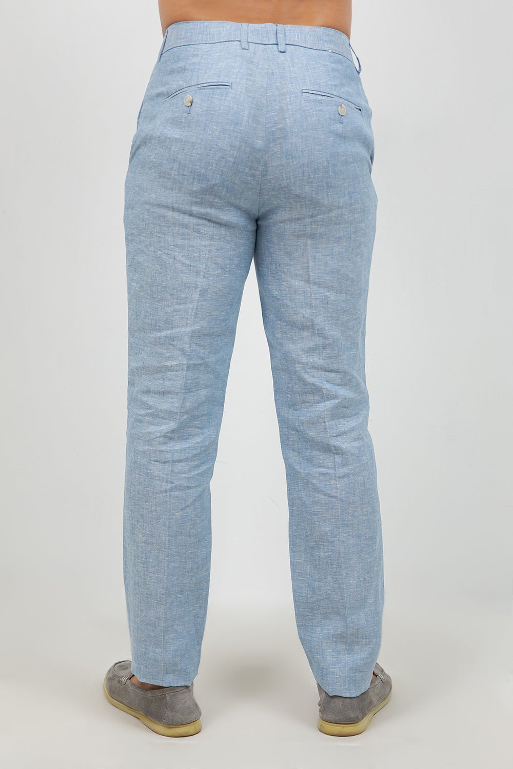 Pantalón de vestir de hombre de lino 100% liso y corte moderno
