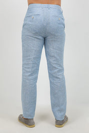 Pantalón de vestir de hombre de lino 100% liso y corte moderno