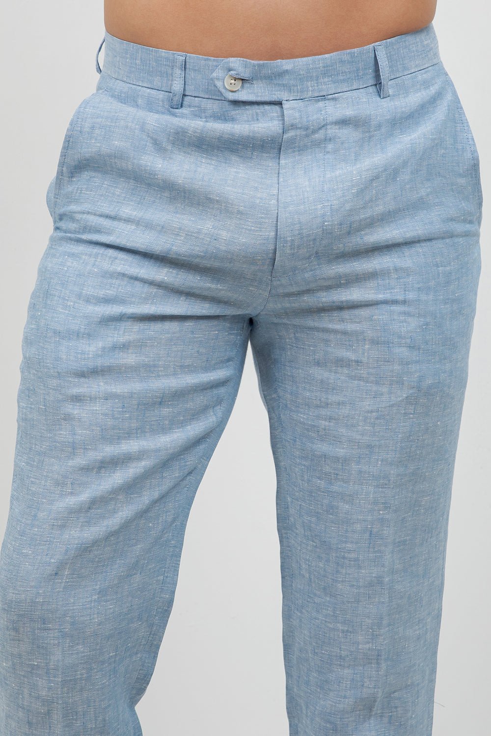 Pantalón de vestir de hombre de lino 100% liso y corte moderno