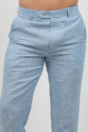 Pantalón de vestir de hombre de lino 100% liso y corte moderno