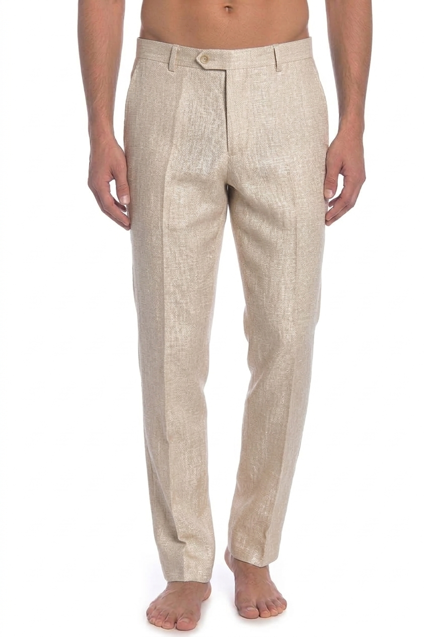 Men's Modern Fit Casual Resort Wear 100% Linen Flat front Dress Pants