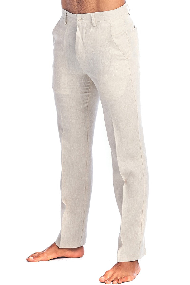 Men's Modern Fit Casual Resort Wear 100% Linen Flat front Dress Pants