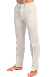 Men's Modern Fit Casual Resort Wear 100% Linen Flat front Dress Pants