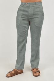 Modern Fit 100% Linen Flat Front Dress Pants