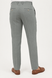Mojito Collection modern fit 100% linen flat front dress pants in Sage, back view