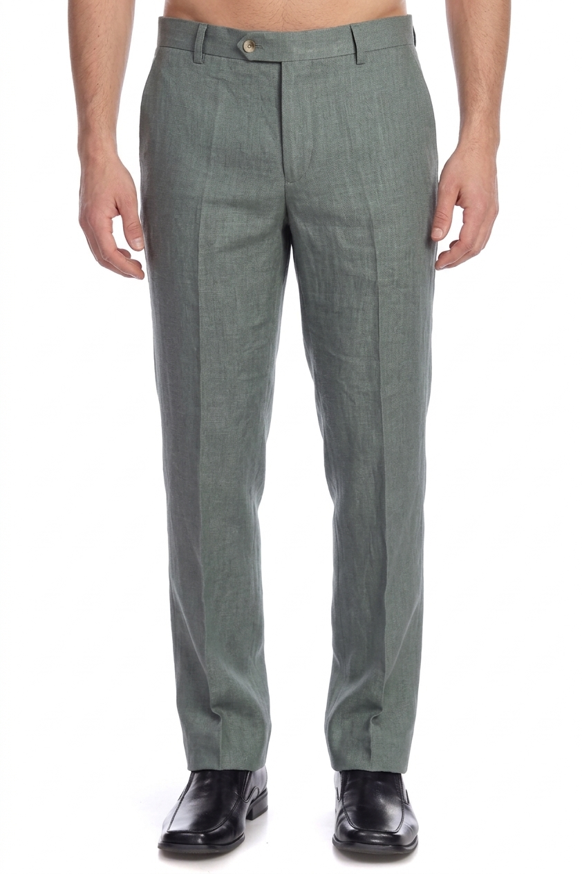 Men's Modern Fit Casual Resort Wear 100% Linen Flat front Dress Pants