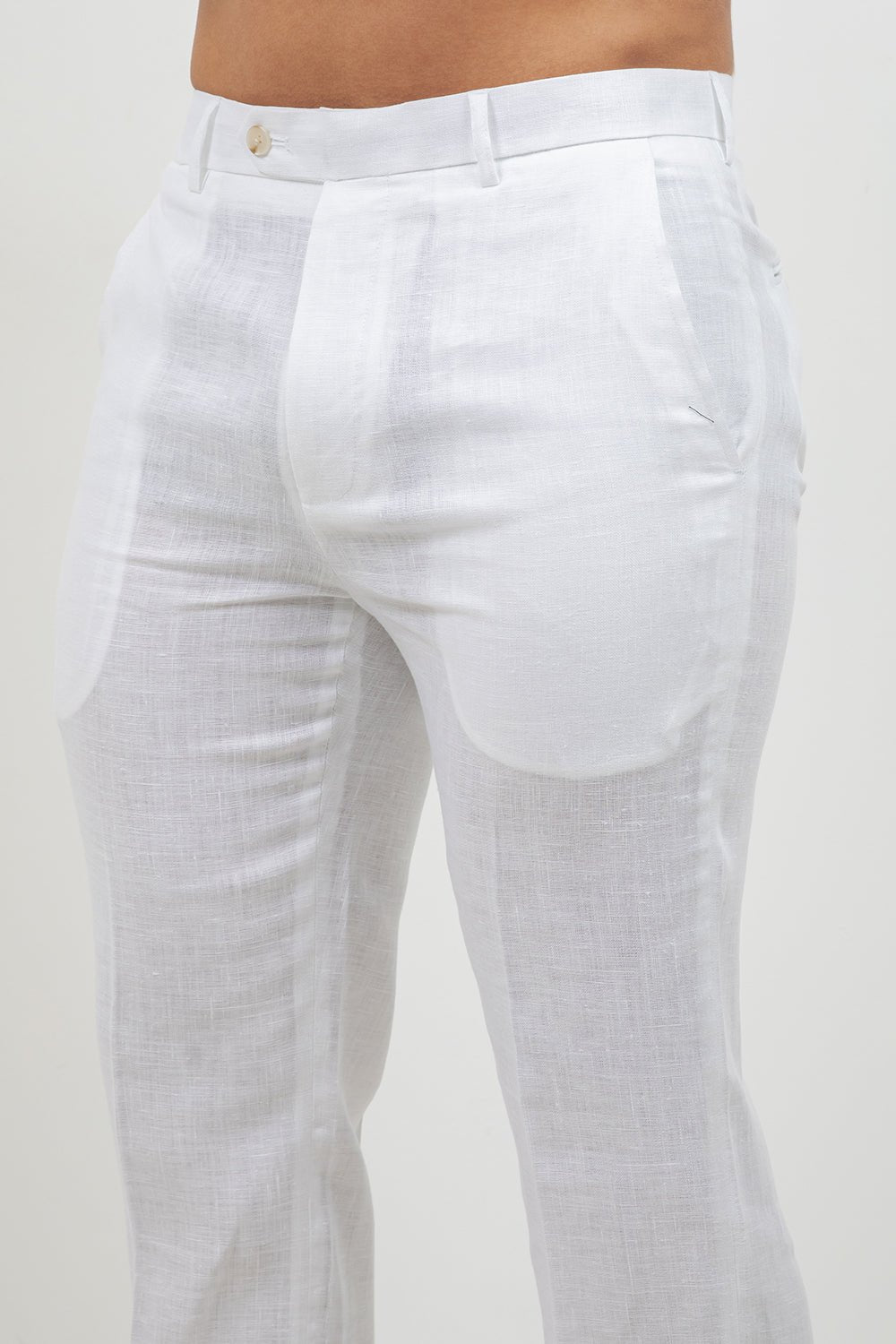 Men's 100% Linen Flat Front Dress Pants