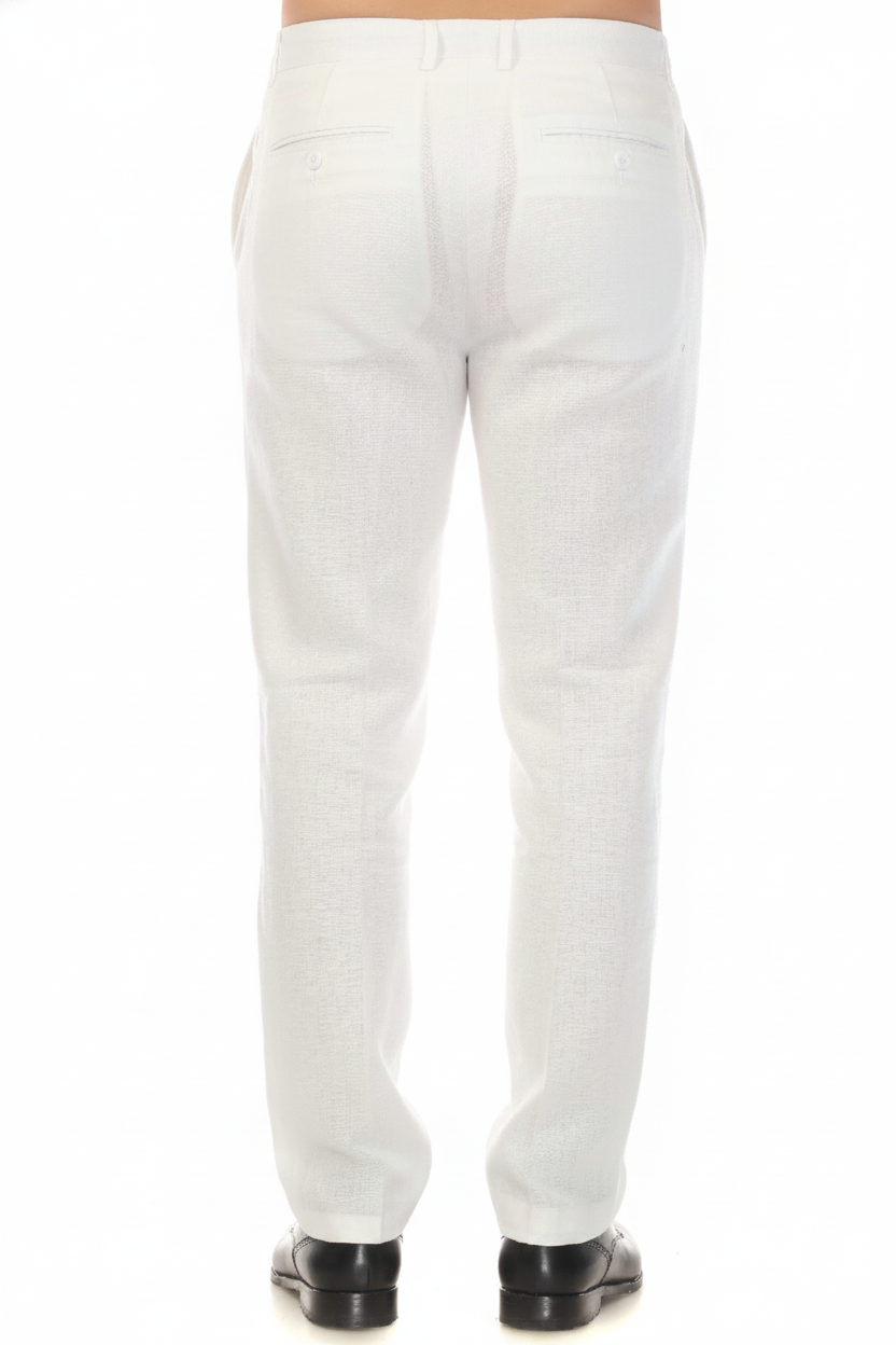 Men's Modern Fit Casual Resort Wear 100% Linen Flat front Dress Pants