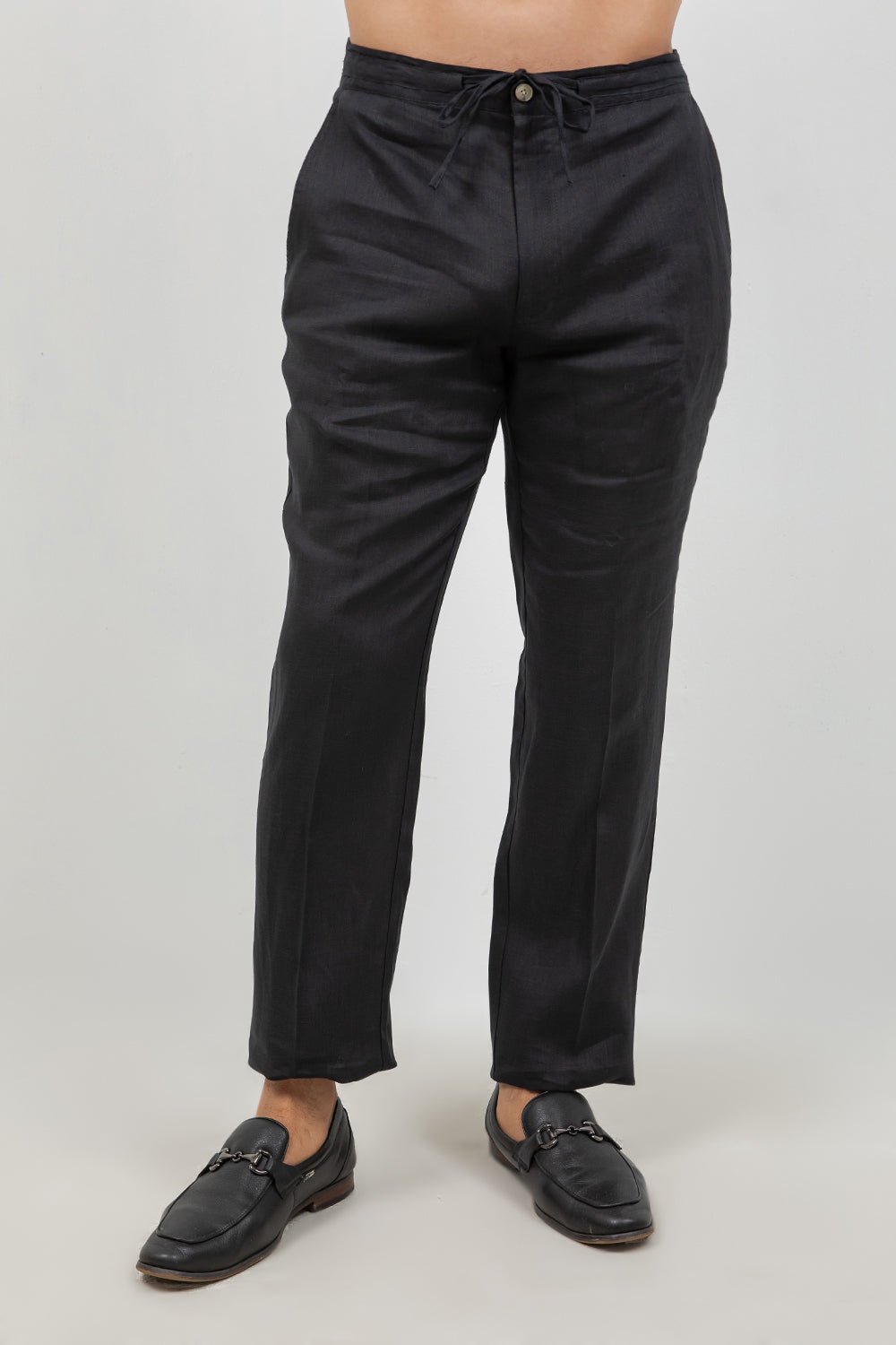 Pantalones casuales de lino con cordón para hombre