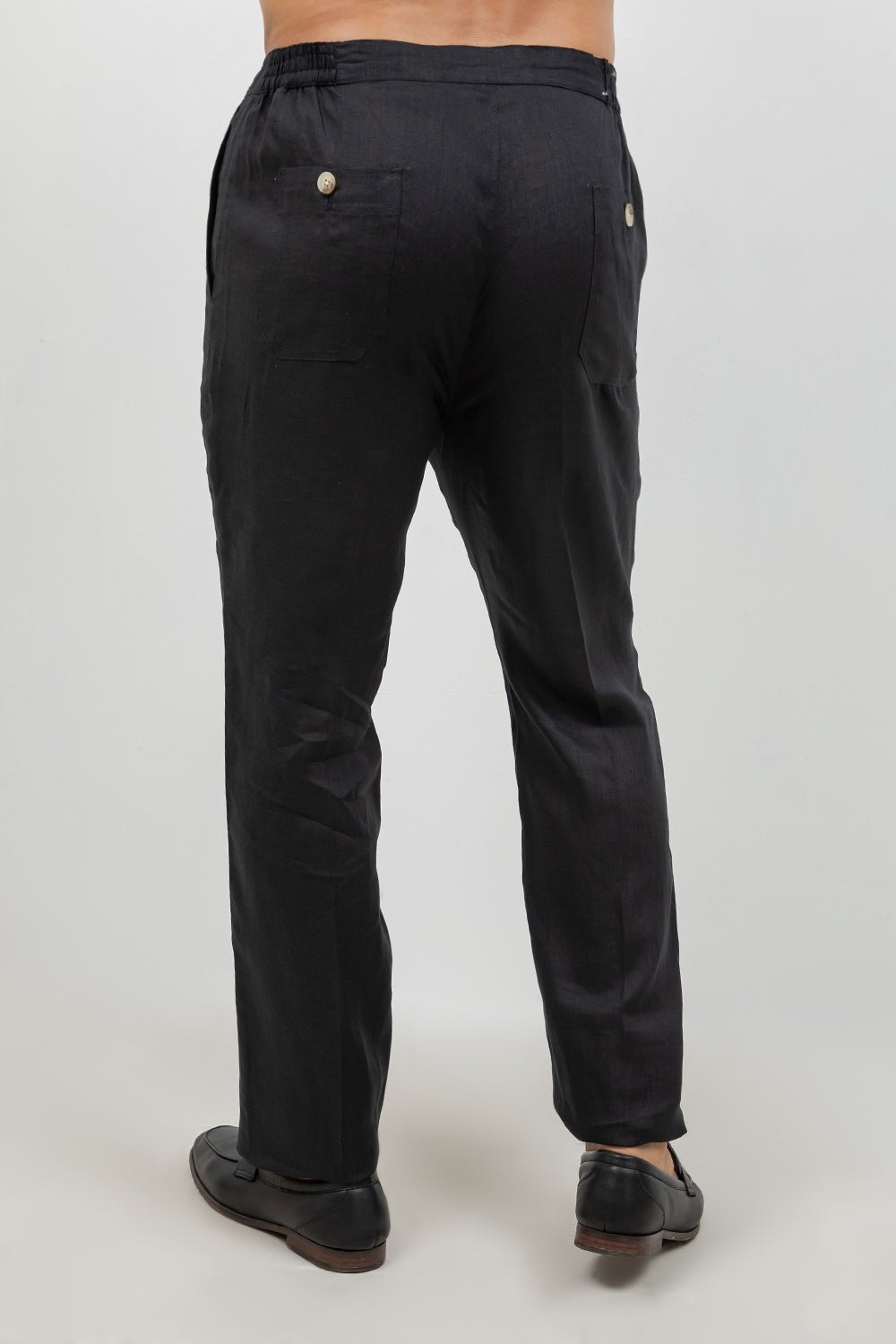 Pantalones casuales de lino con cordón para hombre
