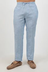 Pantalones casuales de lino con cordón para hombre