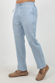 Pantalones casuales de lino con cordón para hombre