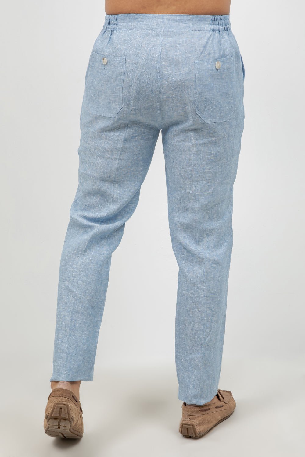 Pantalones casuales de lino con cordón para hombre