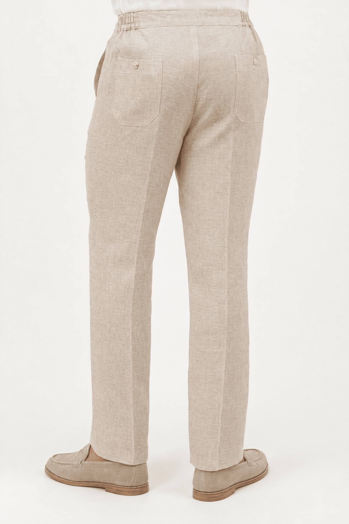 Mojito Collection 100% linen casual drawstring pants in Natural, back view