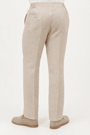 Mojito Collection 100% linen casual drawstring pants in Natural, back view