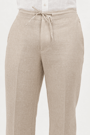 Mojito Collection 100% linen casual drawstring pants in Natural, waistband and pocket detail