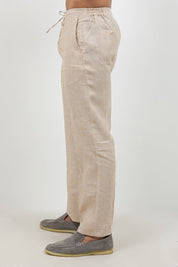Pantalones casuales de lino con cordón para hombre