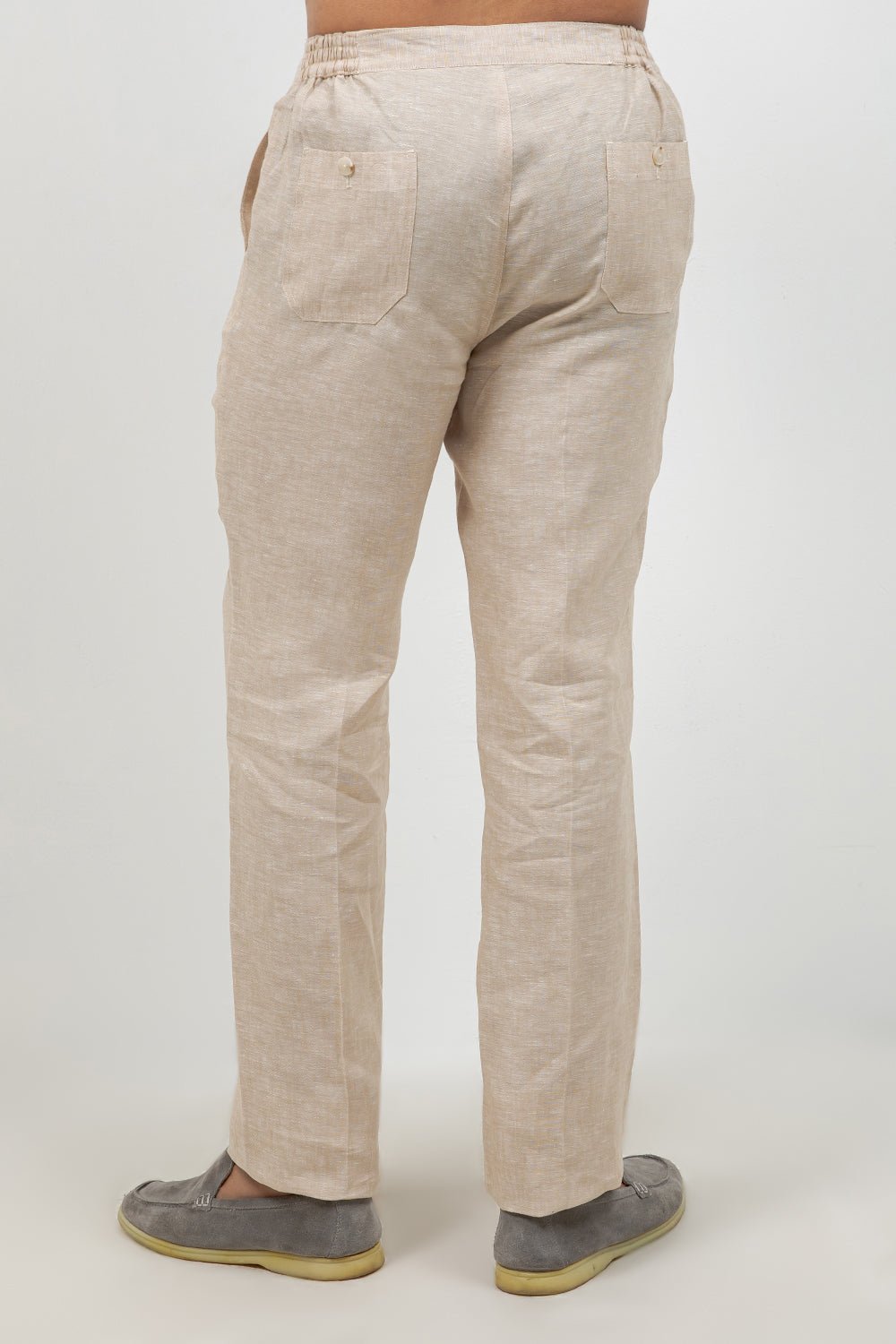Pantalones casuales de lino con cordón para hombre