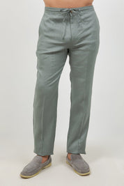 Pantalones casuales de lino con cordón para hombre