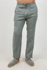 Pantalones casuales de lino con cordón para hombre