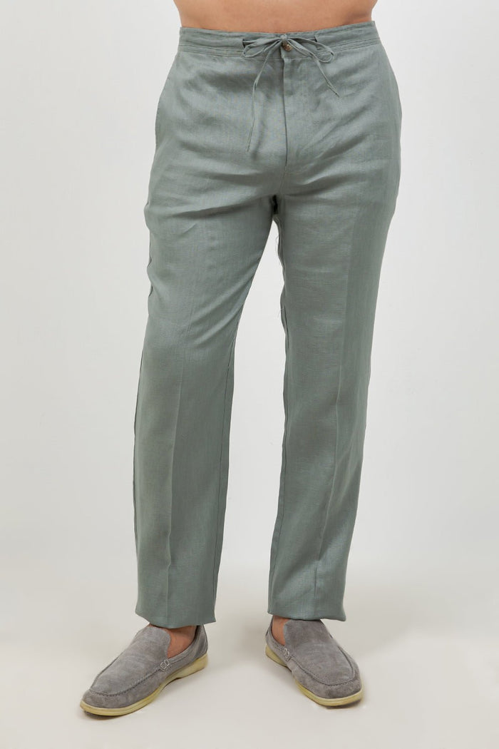 100% Linen Casual Drawstring Linen Pants