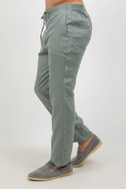 Pantalones casuales de lino con cordón para hombre