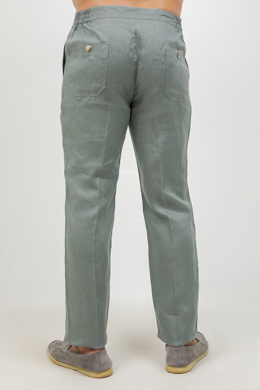 Pantalones casuales de lino con cordón para hombre