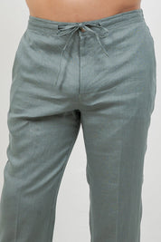 Pantalones casuales de lino con cordón para hombre