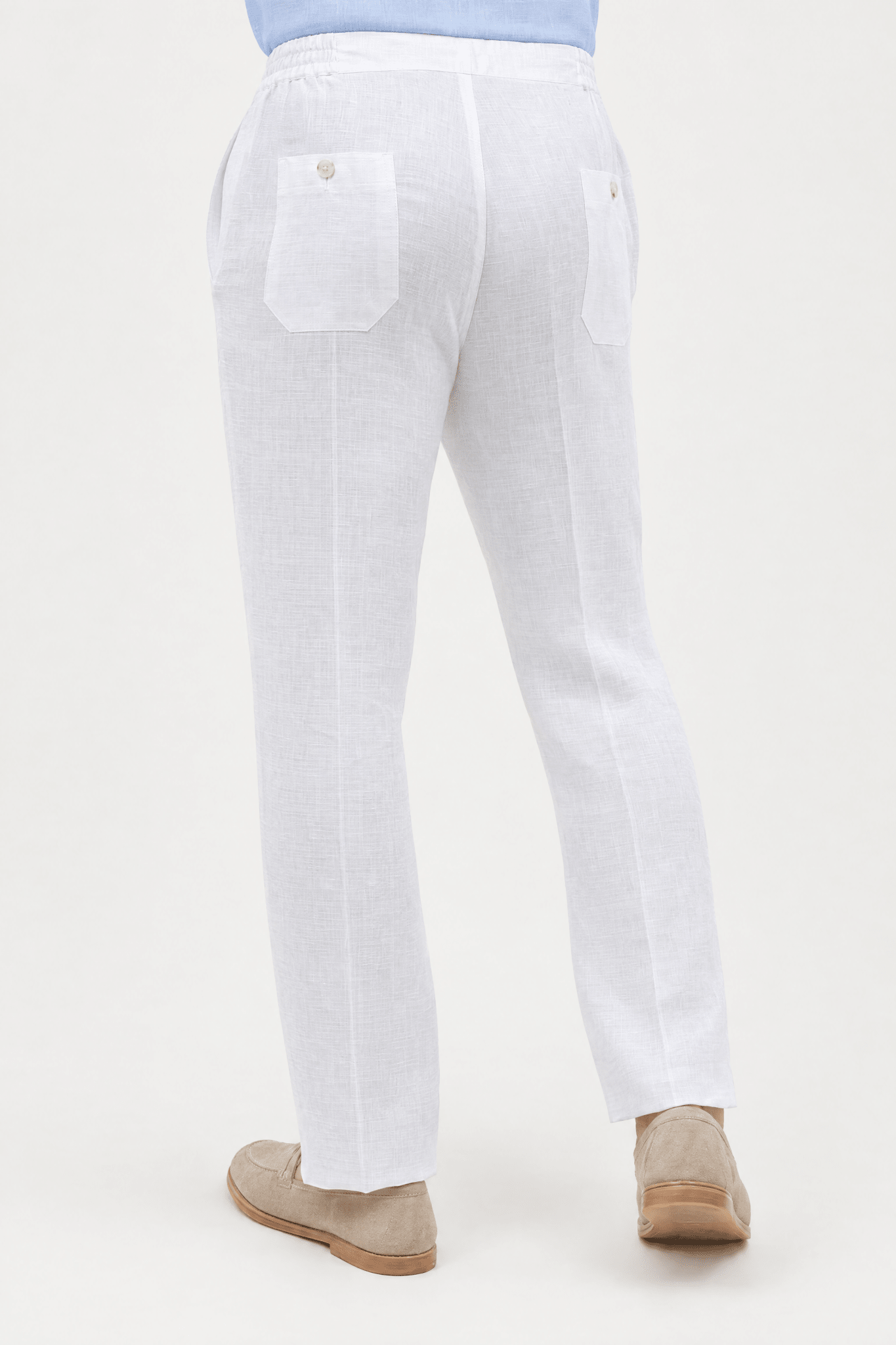 Mojito Collection 100% linen casual drawstring pants in White, back view