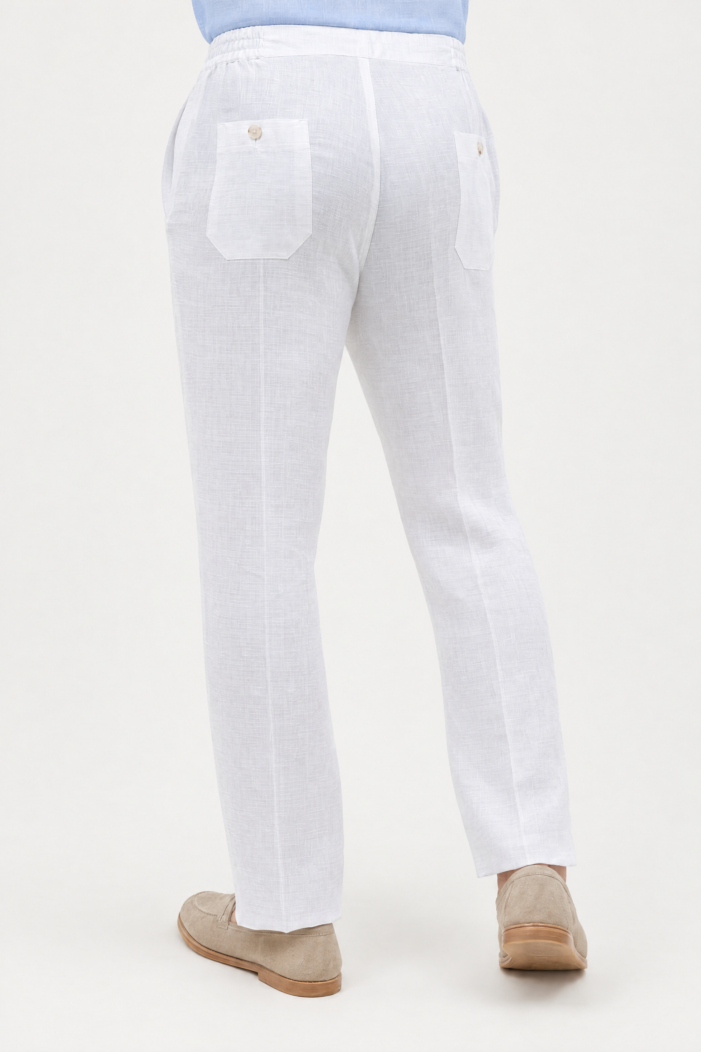 Mojito Collection 100% linen casual drawstring pants in White, back view