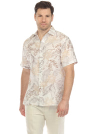 Camisa informal de lino estampada para hombre Mojito, de manga corta y botones.