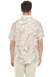 Camisa informal de lino estampada para hombre Mojito, de manga corta y botones.