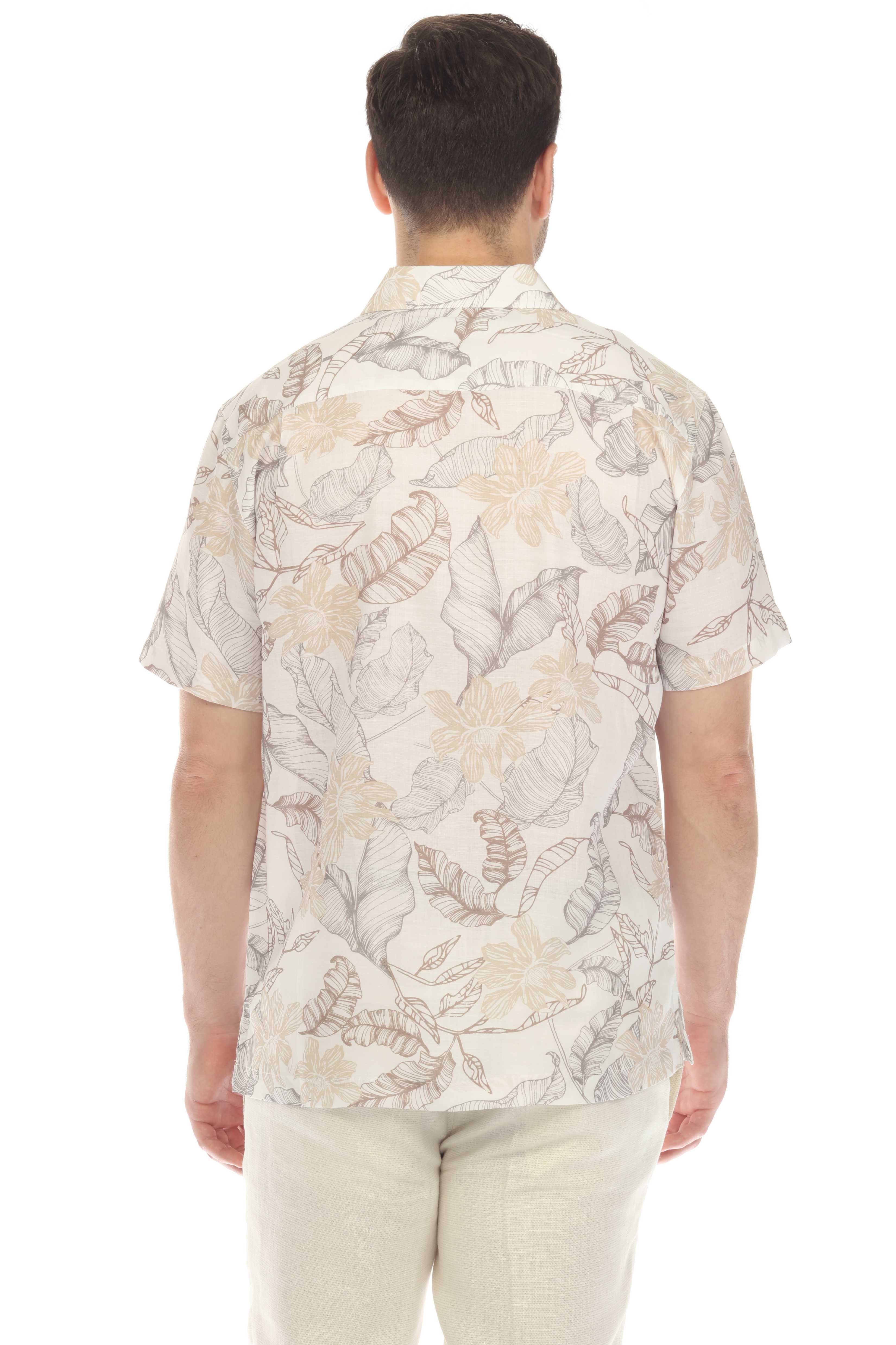 Camisa informal de lino estampada para hombre Mojito, de manga corta y botones.