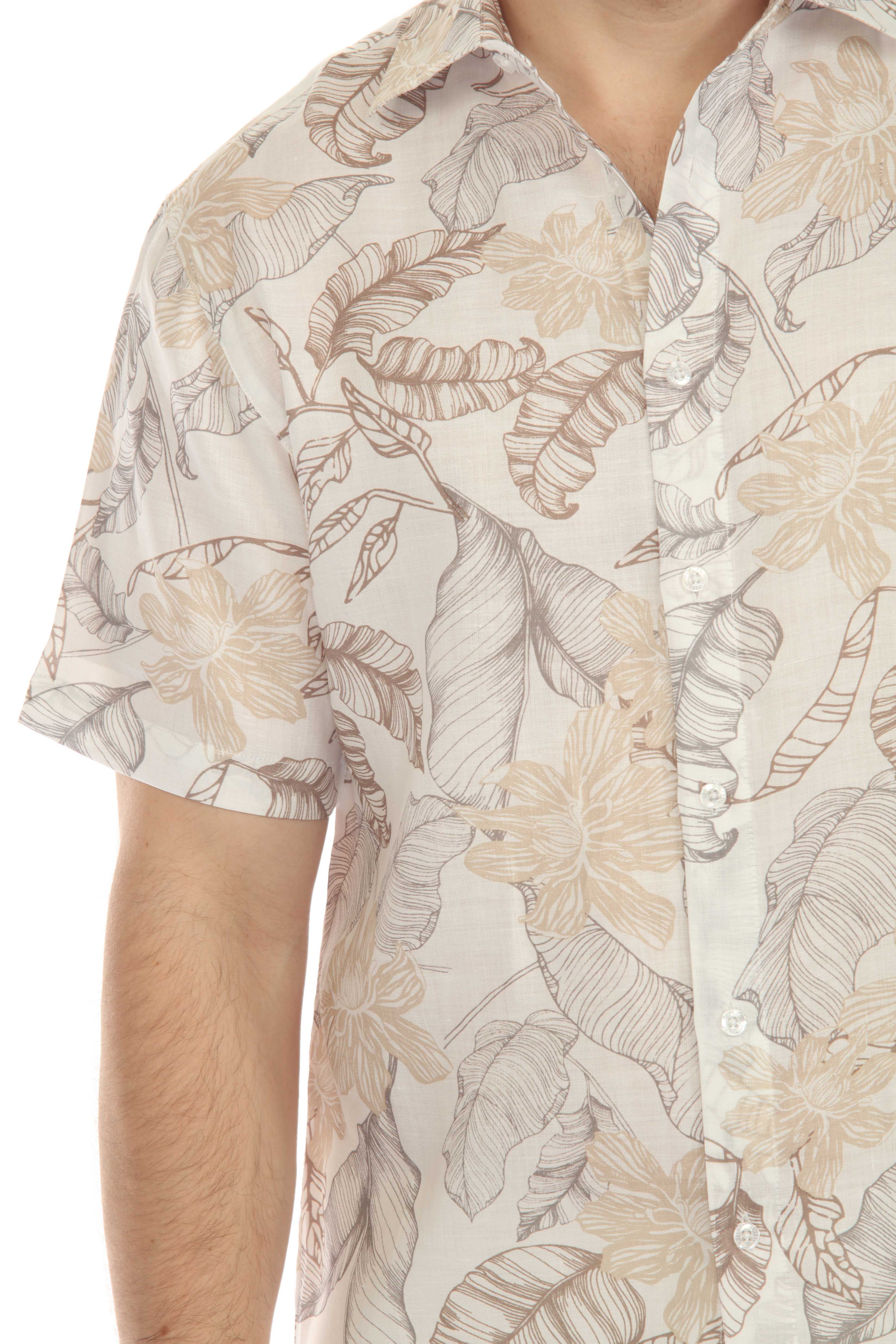 Camisa informal de lino estampada para hombre Mojito, de manga corta y botones.