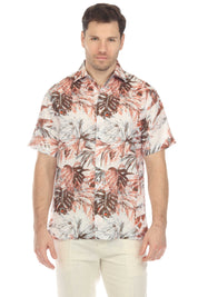 Camisa hawaiana de manga corta 100 % lino natural