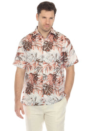 Camisa hawaiana de manga corta 100 % lino natural