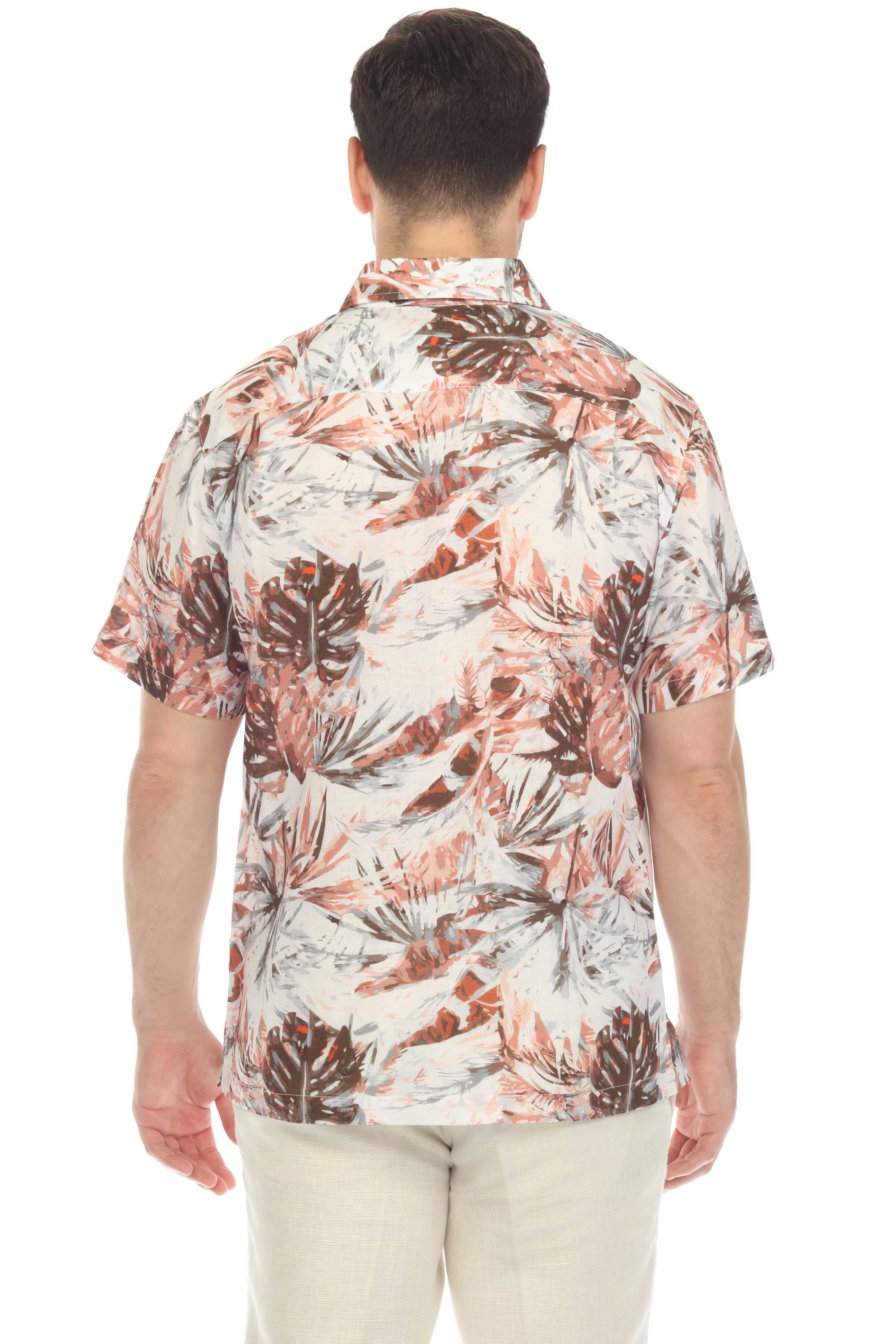 Camisa hawaiana de manga corta 100 % lino natural