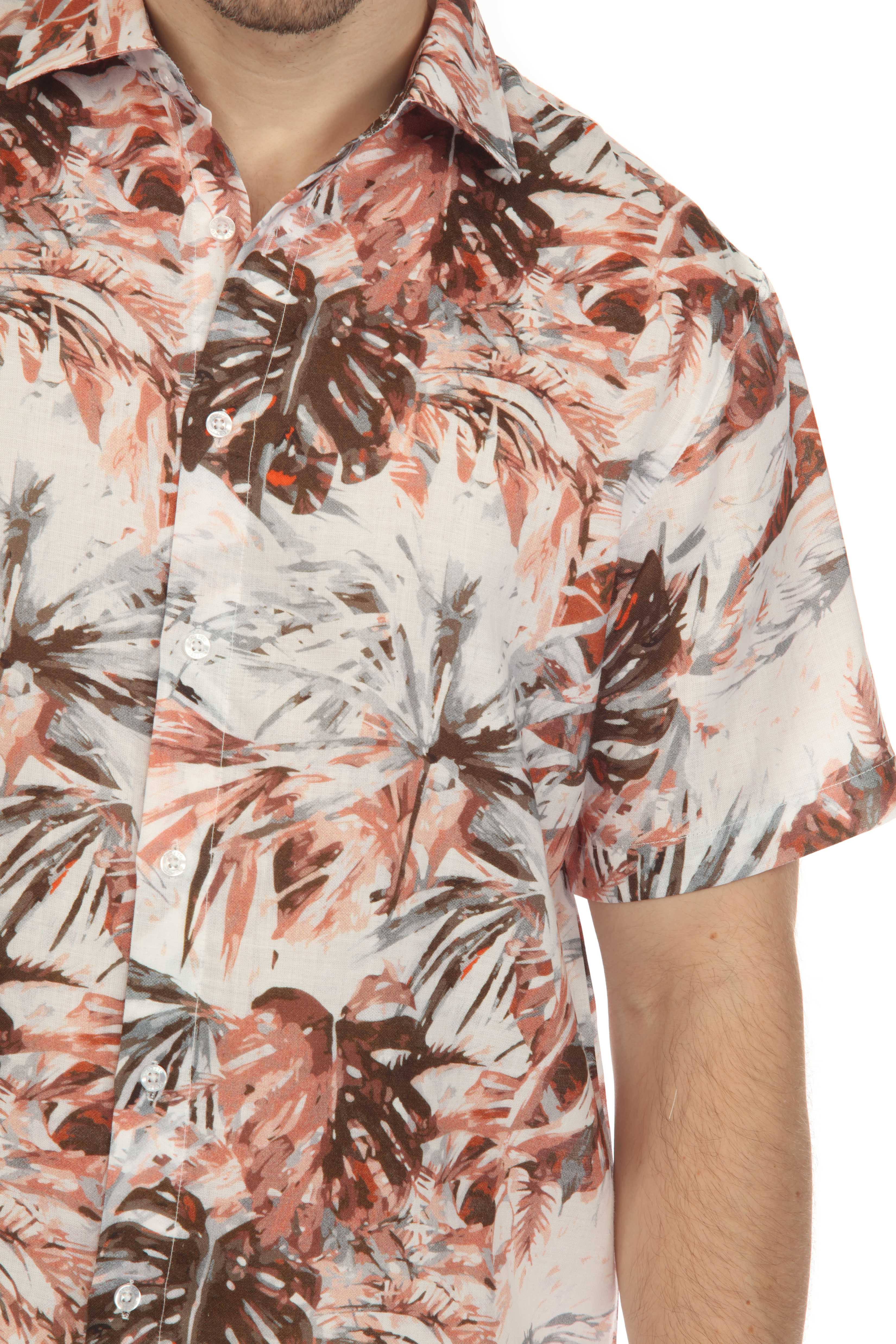 Camisa hawaiana de manga corta 100 % lino natural
