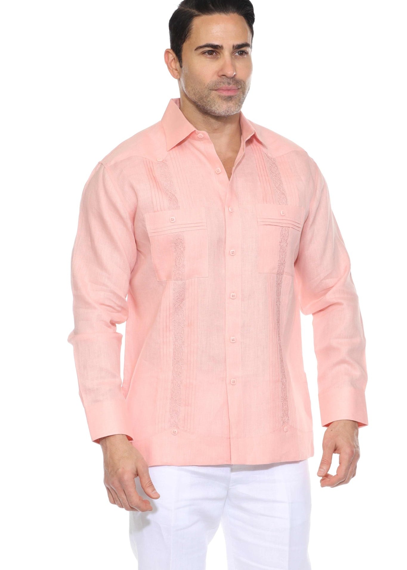 4 View Long Sleeve Embroidered Trim Studio White Background