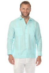 Men's 100% Linen Two Pocket Guayabera Shirt Tuxedo Look