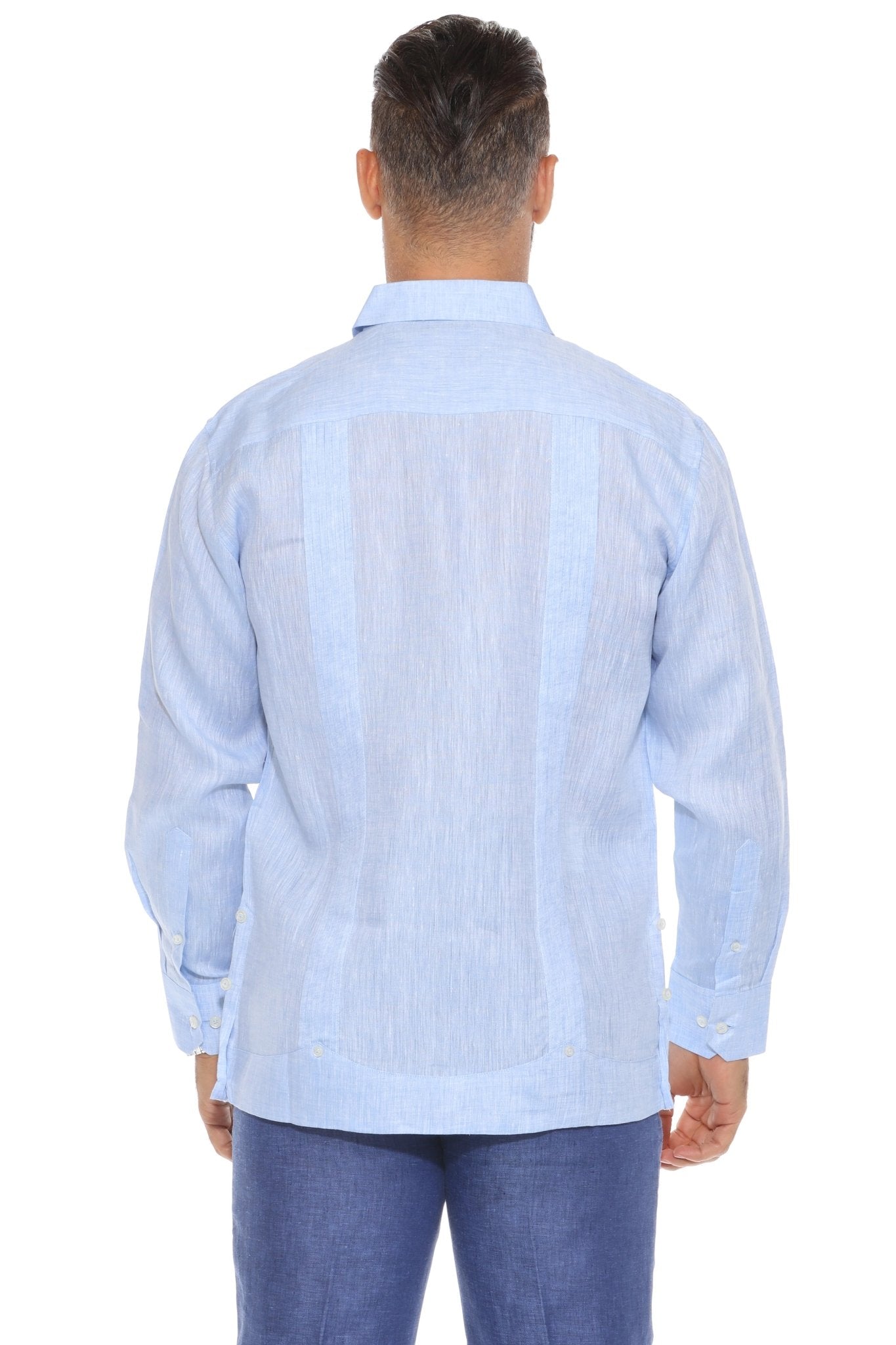 Men's 100% Linen Two Pocket Guayabera Shirt Tuxedo Look